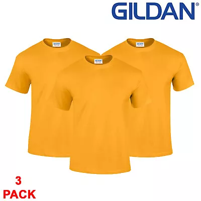 Buy 3 PACK Gildan Mens T-Shirt Cotton Plain Short Sleeve Tee Top Mix Colors • 15.45£