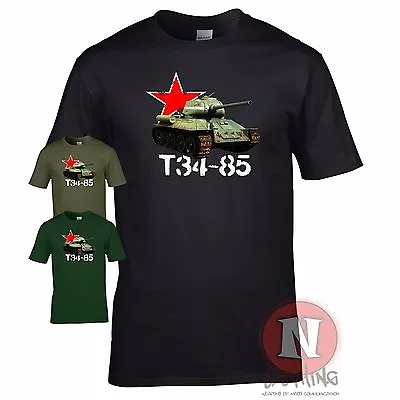 Buy Russian T34-85 Tank T-shirt WW2 Military Armour World Of War Tanks Eastern Front • 14.99£