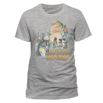 Buy Official Star Wars - Return Of The Jedi Montage Boba Fett, Jabba Grey T-shirt • 12.99£