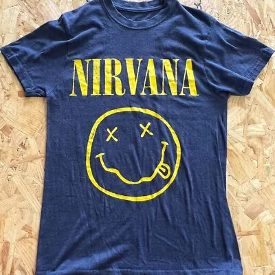 Buy Nirvana T Shirt XS Navy Blue Mens Graphic Band Music • 7.99£