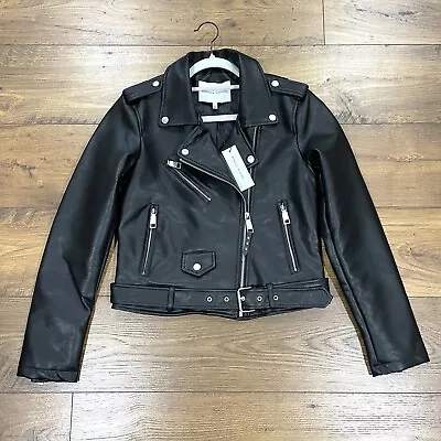 Buy REBECCA MINKOFF Jacket Womens Small Faux Leather Moto Black Biker Crop NWT $248 • 93.55£