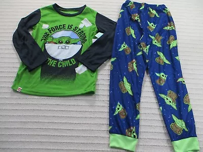 Buy Mandalorian Pajamas Boys 6-7 Green Yoda Child Grogu Fleece Long Sleeve New • 12.62£