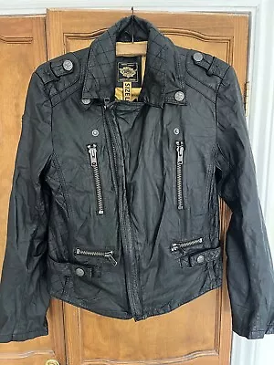 Buy Stunning ‘SUPERDRY’ Denim Real 100% Leather Biker Style Jacket (Size : Large) • 40£