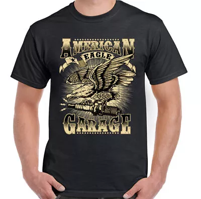 Buy American Eagle Garage Mens Biker T-Shirt Motorcycle Motorbike Bike USA • 13.98£