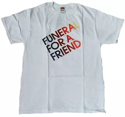 Buy Official Merchandise Funeral For A Friend Logo White Britpop Gildan T-shirt L • 18.25£