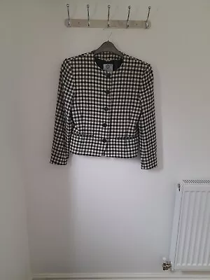 Buy Ladies VIYELLA Black + Ivory Check Jacket. Fully Lined. Exc Cond. Size 8 • 10£