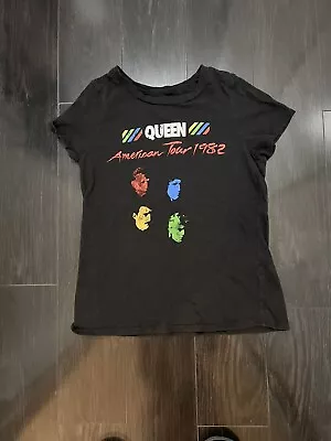 Buy Queen American Tour 1982 Official Merch Women's Size Medium Black Band Tee • 9.47£