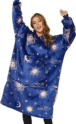 Buy Oversized Blanket Hoodie Women's Blue Star Celestial Print Nightwear Lounge Wear • 24.99£