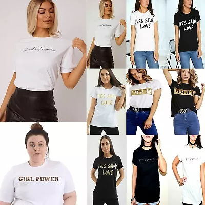 Buy Girl Power Printed Slogan T-shirt Tshirt Top Leopard Spice Girls World Tour Uk  • 6.99£