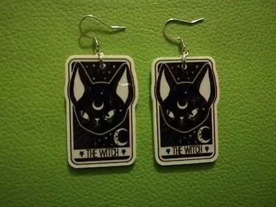 Buy The Witch Tarot Card Black Cat Earrings Wiccan Alternative Fashion Jewellery • 4£