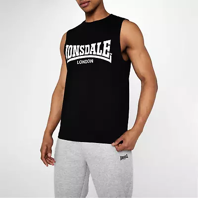 Buy Mens Lonsdale Boxing Gym Sleeveless Tee T-Shirt Tank Top Vest - Black • 13.95£