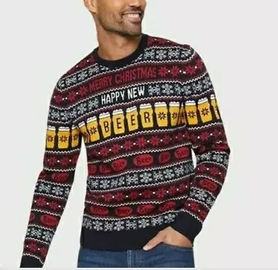 Buy Bnwt Christmas Jumper Mens Large 42 44 Beer Pub Bar Sweater Uglynovelty Pullover • 9.99£