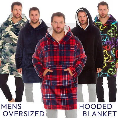 Buy Mens Oversized Lounge Hoodie Plush Fleece Hooded Giant Blanket Sherpa Lined Hood • 22.99£