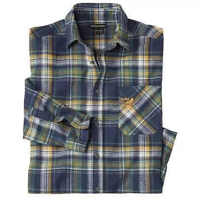 Buy Atlas For Men Mens Checked Flannel Embroidered Detail Shirt AF1372 • 19.05£