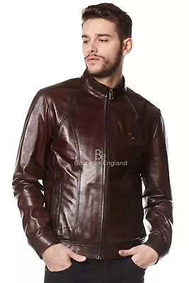 Buy Men's Real Leather Brown Jacket “George Clooney” Biker Style Casual Napa 1802-T • 144.70£