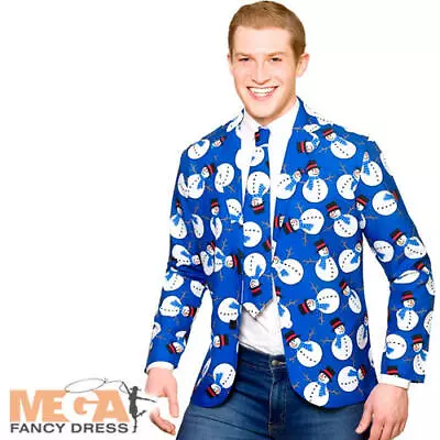 Buy Fun Snowman Christmas Jacket & Tie Mens Fancy Dress Xmas Adults Costume Outfit • 14.99£
