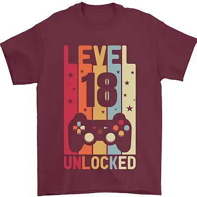 Buy 18th Birthday 18 Year Old Level Up Gamming Mens T-Shirt 100% Cotton • 7.49£