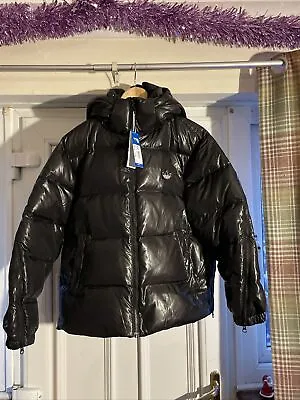 Buy Adidas Originals Jacket Womens Down Padded Quilted Black Coat Size M Rrp £230 • 40£