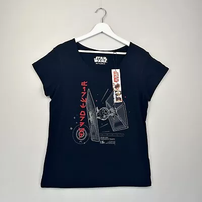 Buy Official Star Wars T Shirt Womens Large Black The Last Jedi Tie Fighter New • 19.99£