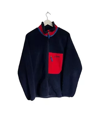 Buy Jam Industries Fleece Full Zip Jacket Gorpcore Designer Size L Navy Blue Sandham • 59.99£
