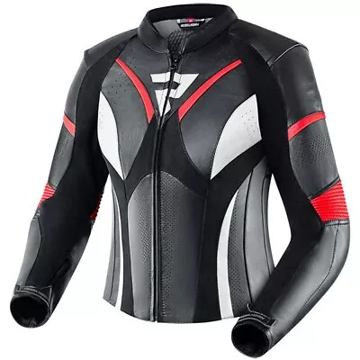 Buy Rebelhorn Ladies Rebel Leather Jacket Motorbike Motorcycle Black Flo Red White • 299.95£
