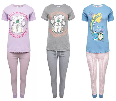 Buy Ladies Cute Two Piece Good Morning/Smile Short Sleeve Cotton Pyjama Set, PJ   • 7.99£