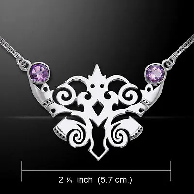 Buy Norse Viking .925 Sterling Silver Genuine Amethyst Necklace By Peter Stone • 170.07£