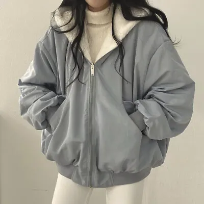 Buy Women's Warm Coat Fur Fleece Hooded Jacket Solid Color Winter Double Sided Coat • 23.99£