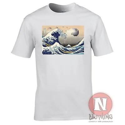 Buy Hokusai The Great Wave Death Star T-shirt Aesthetic Japanese Classic Art • 13.49£
