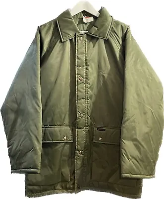 Buy Dickies Green Winter Jacket Quilted Lining Concealed Hood Size M • 15.99£