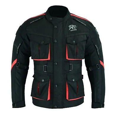 Buy Motorcycle Textile Jacket Waterproof Cordura Motorbike Armours BLACK CE ARN® • 34.99£