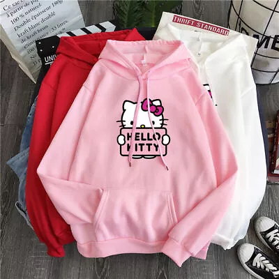 Buy Japanese Sweet Loose Kawaii Cute Hello Kitty Blouse Long-sleeved T-shirt Women • 15.47£