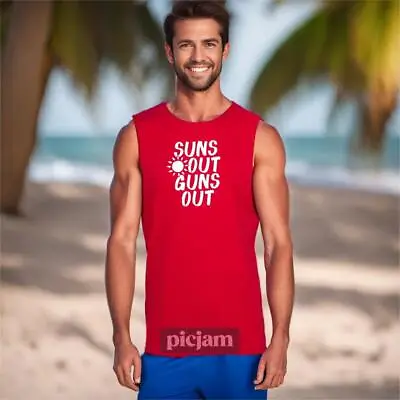 Buy Men Womens Tee Sleeveless Tshirt Suns Guns Out Muscles Summer Fun Gift Gym Run • 16.90£