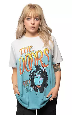 Buy The Doors Light My Fire Stacked Blue Dye Wash T Shirt • 17.95£