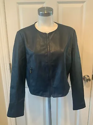 Buy Zara Outerwear Dark Navy Blue Cropped Faux Leather Jacket, Size XXL • 41.09£