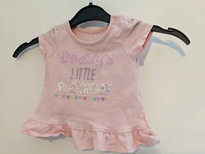Buy Girls Pink  Daddy's Little Sweetheart  T-Shirt Tunic 0-3 Months By Nutmeg • 2.99£