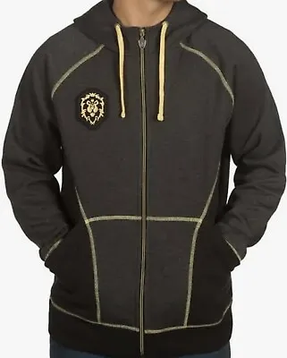Buy World Of Warcraft Alliance Hooded Zip Charcoal/Yellow Hoodie XL XLarge Brand New • 18.99£
