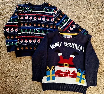 Buy Christmas Jumpers Blue Boys Bundle Age 4-5 (Height 110cm) By Next And Rebel • 3£