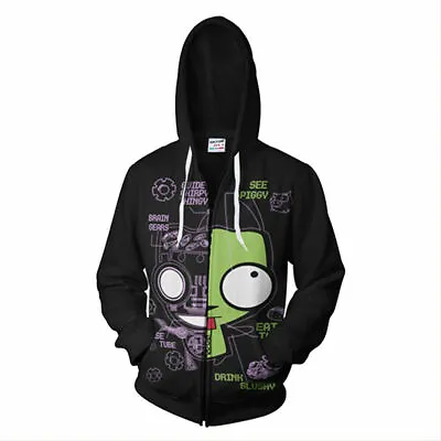 Buy Invader Zim GIR In His Dog Disguise Doom Cosplay Hoodie Zip Up Jacket Sweatshirt • 22.68£