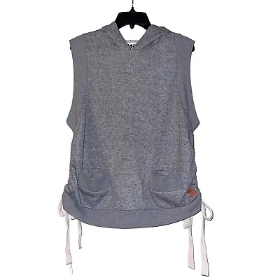 Buy Peace Love World Sleeveless French Terry Hoodie S Small Gray Cinched Sides • 26.05£