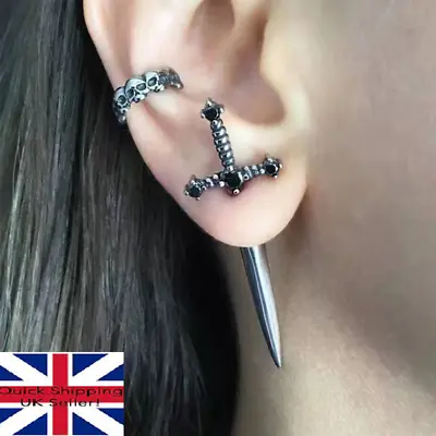 Buy New Gothic Punk Sword Vintage Cool Crystal Ear Jacket Dagger Earrings Jewelry • 3.80£