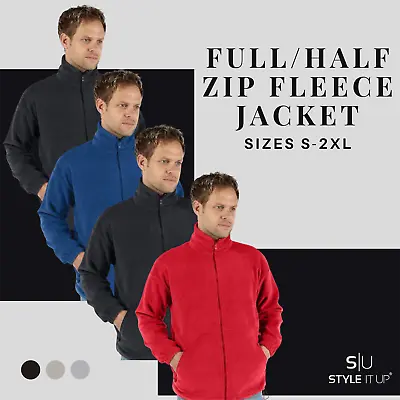 Buy Mens Fleece Jacket Full Zip Up Polar Work Warm Anti Pill Outdoor Coat Top Pocket • 12.99£
