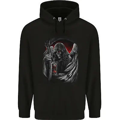 Buy Grim Reaper Biker Gothic Heavy Metal Skull Mens 80% Cotton Hoodie • 19.99£