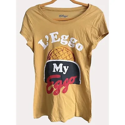 Buy Kelloggs 2020 Leggo My Eggo Cap Sleeve Graphic T-Shirt Knit Top Gold L 11-13 NWT • 8.04£
