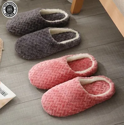 Buy Ladies Slippers Mens Womens Warm Fur Lined Winter Warm Mules Shoes House Size UK • 5.27£