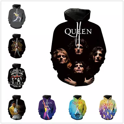 Buy Freddie Mercury Queen 3D Unisex Women Men Hoodie Sweatshirt Hood Jumper Pullover • 26£