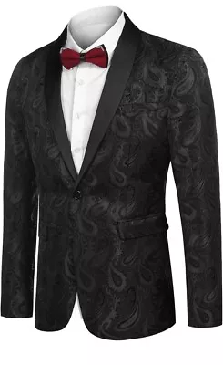 Buy COOFANDY Men's Large Tuxedo Jacket Suit Modern Stylish Suit Jacket Blazer Black • 39.95£