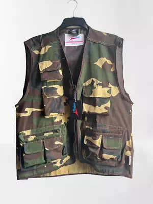 Buy Mens Multi Pocket Army Woodland Camo Vest Gilet Hiking Outdoor Waistcoat Jacket  • 10.99£