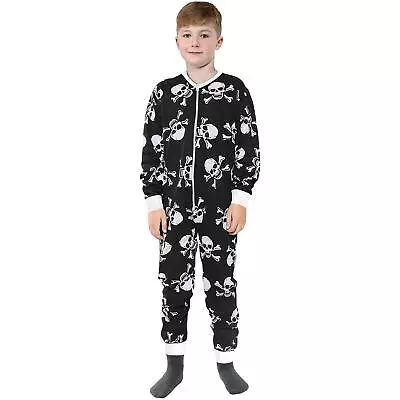 Buy Kids Girls Boys A2Z Onesie One Piece Pyjamas Sleepsuit Skull Bones Print Costume • 12.99£