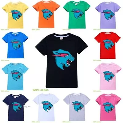 Buy Kids Top Mr Beast Lightning Cat Short Sleeve T Shirt Youtuber Merch Gamer Gift • 6.26£